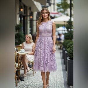 dalia macphee long sleeve bow tie neck pleat skirt dress